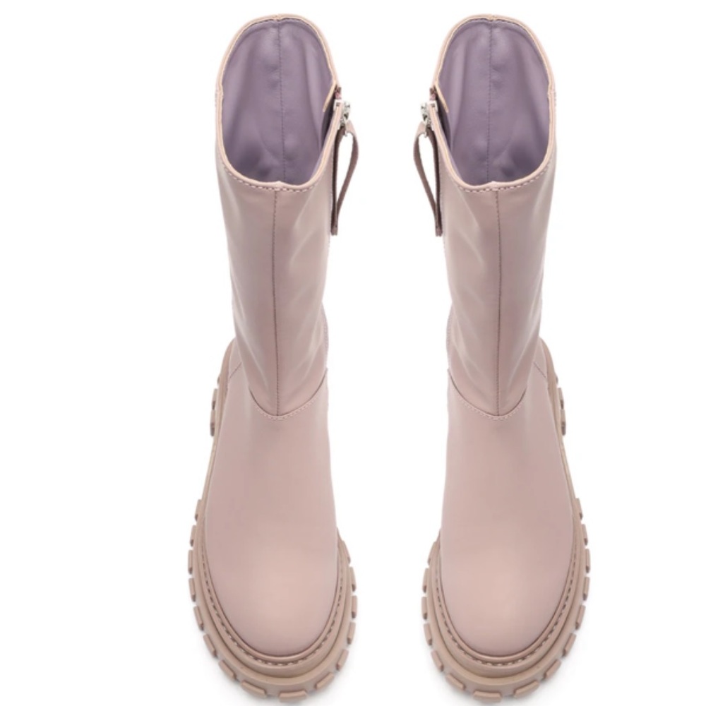🆕SCHUTZ SWEET LILAC JUANY RUBBER LEATHER BOOTS WITH THICK LUG SOLE SIZE 10 - Picture 3 of 6